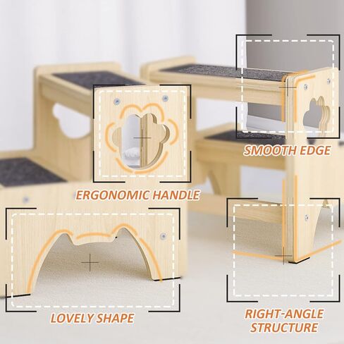 مقعد خشبي للأطفال الصغار، مقعد بوداني ذو خطوتين للبالغين مع 4 وسادات مضادة للانزلاق وسجادتين، مقعد خشبي لحوض الحمام، ومقاعد المطبخ والتدريب على استخدام الحمام في غرفة النوم (طبيعي) in Kuwait