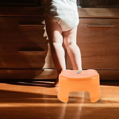 Toddmomy Kids براز كارتون خطوة البراز المرحاض مسند القدم المضادة للانزلاق مقعد القدم الحمام خطوة البراز الحوامل البراز مساعد للمطبخ الحمام قعادة لوازم البرتقال البلاستيك القدم البراز in Kuwait