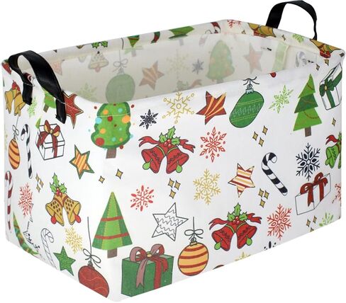 سلة عيد الميلاد مستطيلة من CLOCOR، سلة هدايا عيد الميلاد بنمط لطيف فارغة، صندوق تخزين عيد الميلاد مقاوم للماء مع مقابض، ديكور غرفة الأطفال (سلة الهدايا) in Kuwait