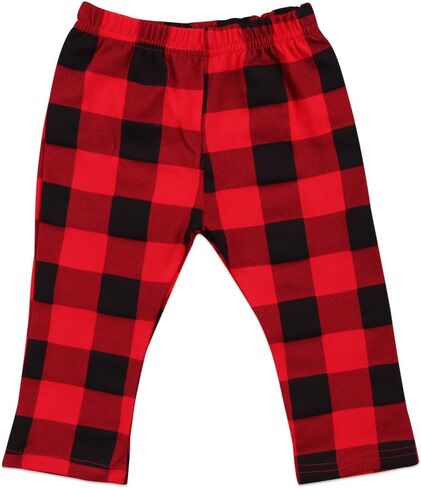 Toddler Baby Pants Infant Boy Girl Casual Cotton Plaids Check Long Pants Trousers Red&Black in Kuwait