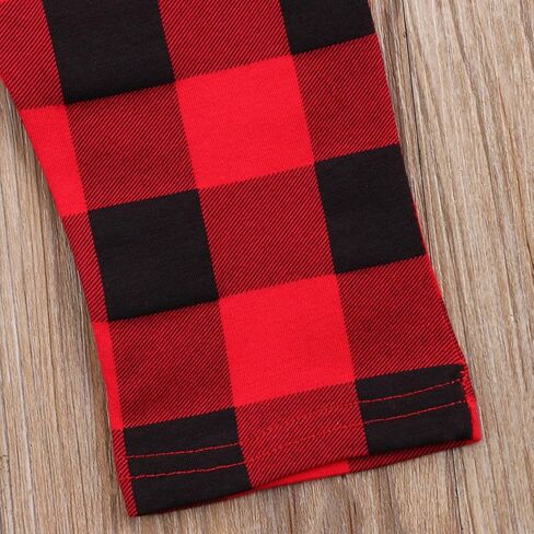 Toddler Baby Pants Infant Boy Girl Casual Cotton Plaids Check Long Pants Trousers Red&Black in Kuwait