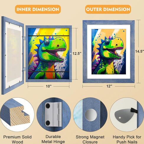 tiblue 2 حزم إطارات فنية للأطفال للأطفال عرض فني لإطارات الأعمال الفنية للأطفال عرض الأعمال الفنية 9x12 أو 8.5x11 مع حصيرة، 10x12.5 بدون حصيرة إطار فني للأطفال فتحة أمامية تحمل 50 - أفقي وعمودي in Kuwait