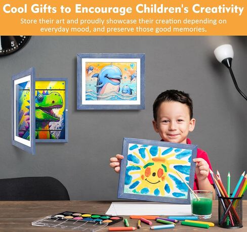 tiblue 2 حزم إطارات فنية للأطفال للأطفال عرض فني لإطارات الأعمال الفنية للأطفال عرض الأعمال الفنية 9x12 أو 8.5x11 مع حصيرة، 10x12.5 بدون حصيرة إطار فني للأطفال فتحة أمامية تحمل 50 - أفقي وعمودي in Kuwait