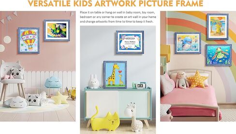 tiblue 2 حزم إطارات فنية للأطفال للأطفال عرض فني لإطارات الأعمال الفنية للأطفال عرض الأعمال الفنية 9x12 أو 8.5x11 مع حصيرة، 10x12.5 بدون حصيرة إطار فني للأطفال فتحة أمامية تحمل 50 - أفقي وعمودي in Kuwait