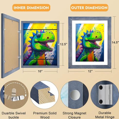 tiblue 2 حزم إطارات فنية للأطفال للأطفال عرض فني لإطارات الأعمال الفنية للأطفال عرض الأعمال الفنية 9x12 أو 8.5x11 مع حصيرة، 10x12.5 بدون حصيرة إطار فني للأطفال فتحة أمامية تحمل 50 - أفقي وعمودي in Kuwait