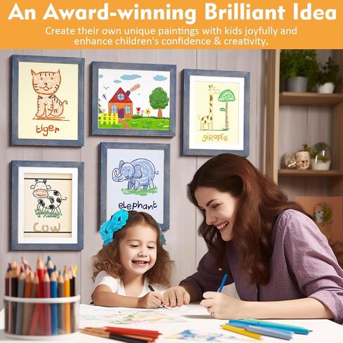 tiblue 2 حزم إطارات فنية للأطفال للأطفال عرض فني لإطارات الأعمال الفنية للأطفال عرض الأعمال الفنية 9x12 أو 8.5x11 مع حصيرة، 10x12.5 بدون حصيرة إطار فني للأطفال فتحة أمامية تحمل 50 - أفقي وعمودي in Kuwait
