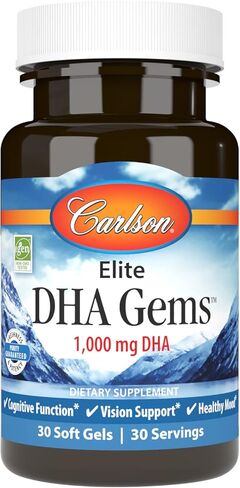 Carlson - Elite DHA Gems, 1000 mg DHA, Supports Healthy Brain Function & Vision, 30 soft gels in Saudi Arabia