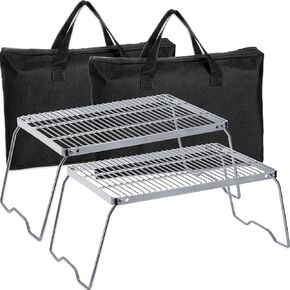 بلولو شبكة شواء نار للتخييم من الستانلس ستيل 304 شديدة التحمل ومحمولة وقابلة للطي مع ارجل وشنطة حمل للتخييم في الهواء الطلق والطبخ والنزهات والمشي لمسافات طويلة من قطعتين in Kuwait