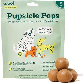 WOOF Pupsicle Refill Pops, Delicious Long Lasting Dog Treats, Refills for The Pupsicle, Pre-Made Dog Treats for Dogs, Natural Ingredients, Low-Mess Chicken Pet Treats - Small Pops - 10 Count