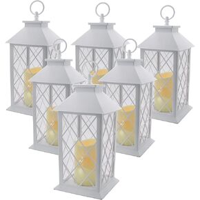 YAKii Decorative Candle Lantern with LED Flameless Candle and Timer, Plastic LED Candle & Holder, Indoor & Outdoor Hanging Lights Decorations Lantern (White 2PCS) in Kuwait