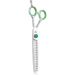 PURPLEBIRD 7 Inch Straight, Downward Curved Dog Grooming Scissors Set Professional Pet Cutting, Thinning Texturizing Shears Safety Blunt Tip Trimming Shearing Dog Cat Japanese Stainless Steel Silver