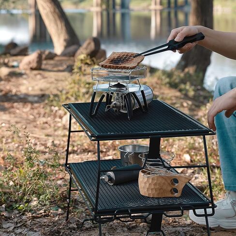 CAMPINGMOON 2 قطعة رف تخزين شواية نار المعسكر، شواية التخييم، فولاذ قابل للطي وقابل للتكديس T-238 in Saudi Arabia