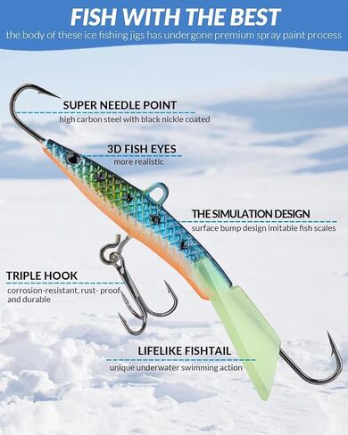 THKFISH Ice Fishing Lures Ice Fishing Jigs Ice Fishing Gear Hard Fishing Lures and Jigs Walleye Ice Fishing Kit Crappie Panfish Pike Jigs,14/26/40PCS in Saudi Arabia