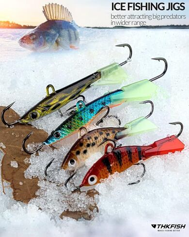 THKFISH Ice Fishing Lures Ice Fishing Jigs Ice Fishing Gear Hard Fishing Lures and Jigs Walleye Ice Fishing Kit Crappie Panfish Pike Jigs,14/26/40PCS in Saudi Arabia