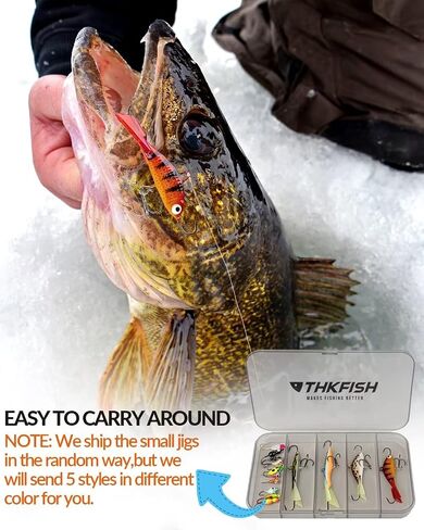THKFISH Ice Fishing Lures Ice Fishing Jigs Ice Fishing Gear Hard Fishing Lures and Jigs Walleye Ice Fishing Kit Crappie Panfish Pike Jigs,14/26/40PCS in Saudi Arabia
