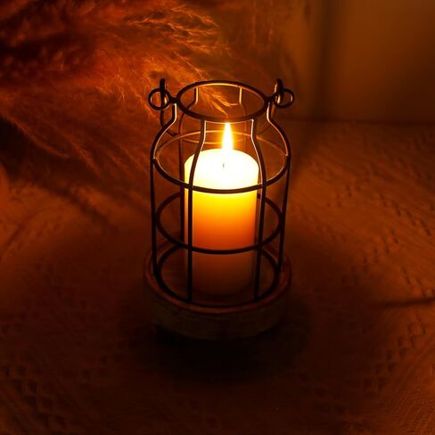 Vintage Farmhouse Lanterns, Set of 3 Metal Cage Lantern Black Wire Candle Holder Rustic Decorative Lantern Set for Living Room Mantlepiece Kitchen Dining Table Home Decor in Kuwait