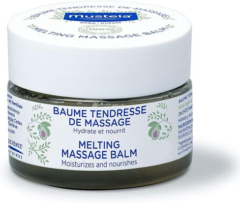 بلسم تدليك الأطفال من موستيلا - بلسم ذوبان فاخر مع زيت الأفوكادو الطبيعي وزيت عباد الشمس - نباتي وخالي من الكحول - 3.17 أونصة. in Kuwait