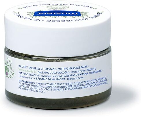 بلسم تدليك الأطفال من موستيلا - بلسم ذوبان فاخر مع زيت الأفوكادو الطبيعي وزيت عباد الشمس - نباتي وخالي من الكحول - 3.17 أونصة. in Kuwait