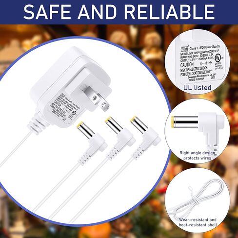 محول Sumind AC/DC متوافق مع ملحق Lemax Lighted Village # 74254 94563 94565 94566 94527 94564، محول طاقة 4.5 فولت 3 مخرج لشاحن إمداد الطاقة لقرية عيد الميلاد Spooky Town (قطعتان) in Saudi Arabia