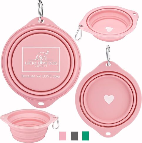 Lucky Love Dog Travel Dog Bowl, Collapsible Compact Water Dog Dish (Grass) in Saudi Arabia