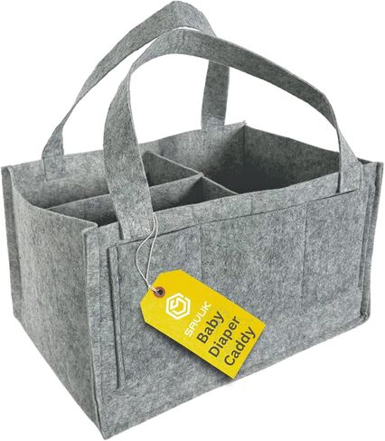 منظم علبة حفاضات الأطفال من سافوك، سلة استحمام محمولة لحديثي الولادة، هدايا تخزين وتغيير مناديل مبللة وحقيبة سيارة وحضانة الأطفال الرضع والصبيان والبنات (رمادي) in Kuwait