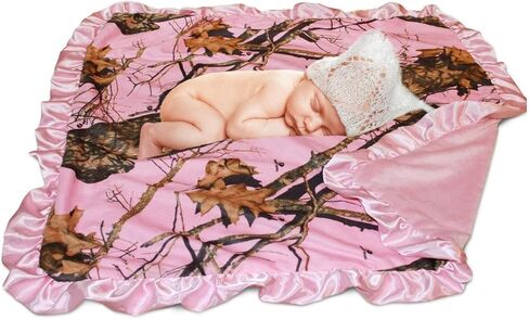 Mossy Oak Pink Camo Carstens Baby Throw Receiving Nursery Blanket 34X34 Super Soft in Kuwait