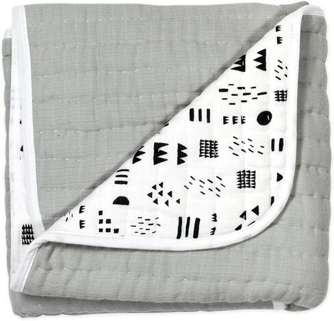 HonestBaby Quilted Baby Blankets Reversible Organic Cotton for Infant Boys, Girls, Unisex, Flower Power, One Size in Kuwait