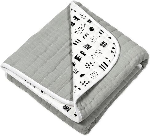 HonestBaby Quilted Baby Blankets Reversible Organic Cotton for Infant Boys, Girls, Unisex, Flower Power, One Size in Kuwait