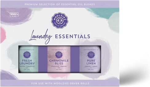 Laundry Essentials Essential Oil Set: Use with Wool Dryer Balls or Oil Diffuser Elevate Your Laundry with All-Natural Aromatherapy Scents | Fresh Laundry, Chamomile Bliss, Pure Linen 10 ML in Kuwait