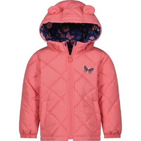LONDON FOG Baby Girls' Hooded Midweight Fleece Lined Jacket with Ears