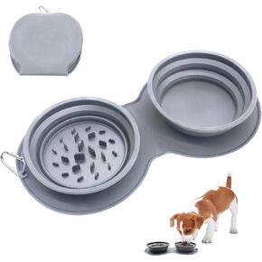 أوعية للكلاب قابلة للطي، وعاء ماء vocheer 2 في 1 محمول أثناء السفر لإطعام الحيوانات الأليفة للكلاب/القطط، مع عدم انسكاب، حصيرة سيليكون مضادة للانزلاق للسفر والمشي لمسافات طويلة والتخييم باللون الأزرق الداكن in Kuwait