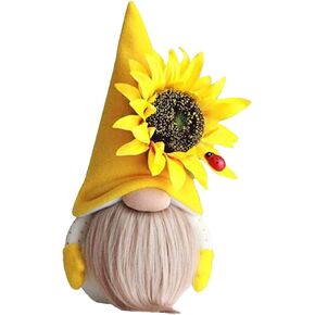 زخارف قطيفة من HOKITANS Gnome للمنزل، ديكور عباد الشمس للربيع والصيف، دمية مجهولة الهوية مصنوعة يدويًا، زينة عيد الفصح لديكور المنزل والمكتب (أسود + أصفر + أخضر)