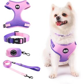 Dog Harness Collar Leash Combo,No Pull Adjustable Vest Cute for Small Puppy Medium Girl/Boy Pets with Poop Bag Holder(Small,Black) in Kuwait