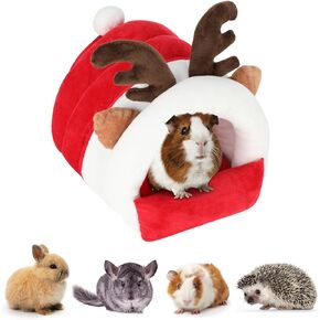 FHTONGE Warm Guinea Pig Bed Cave, Cozy Guinea Pig Hideout House for Winter, Little Monster Style Rat Hideaway Chinchilla Bed Hedgehog House and Hideout Bearded Dragon Bed Hamster Bed Pet Nest