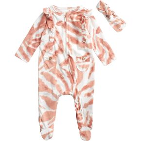 Jessica Simpson Baby Girls' Romper - One Piece Footie Jumpsuit, Hat/Headband - Playwear Clothing for Newborns/Infants, 0-24M