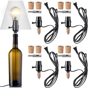 4 Sets Lamp Kit For Bottle Includes Stopper in 3 Sizes, 9 mm Glass Drill Bit, Slip on Socket, 8 Feet Power Cord for DIY Wine Bourbon Beer Glass Bottle Lamp No Drilling Required in Saudi Arabia