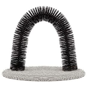 Hollypet Cat Hair Brush Toy with Sturdy Scratcher Pad, Arch Groomer Massager, Self Grooming Massaging for Indoor Kitten and Small Dog, Gray