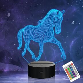 OkiyiD Horse Gifts for Girls, 3D Illusion Lamp, 3D Horse Night Light with 16 Colors Remote and Touch Control, Horses Decor for Kids Room, Girls Birthday Gifts in Saudi Arabia
