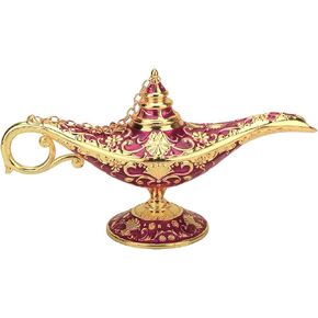 Legend Aladdin Lamp Magic Genie Wishing Light, Classic Arabian Nights Costume Props Lamp Table Decor for Home Wedding Party Halloween Birthday Beautiful Gift Toy for Women Girl (Purple & Gold)