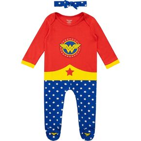 Wonder Woman Baby Girls' Footies and Headband Set