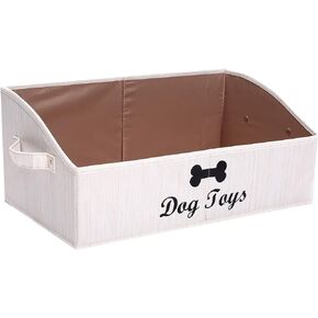 Brabtod Linen-cotton blend dog toy basket and dog toy box, dog toy basket storage - Perfect for organizing pet toys, blankets, leashes, rope toys, clothing - Beige
