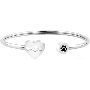 WUSUANED Heart Beat Dog Paw Necklace Bracelet Vet Tech Jewelry Gift for Veterinarian Nurse Vet Students