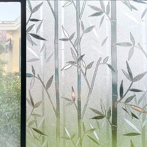 نافذة فيلم الخصوصية الخيزران باتن أفلام الزجاج المصنفر، ملصقات نافذة التشبث ثابتة ذاتية اللصق، المضادة للأشعة فوق البنفسجية، العزل الحراري لأبواب فناء المطبخ غرفة المعيشة (17.5 × 78.7 بوصة) in Kuwait