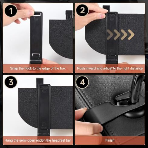 منظم المقعد الخلفي للسيارة مع حاملين لأكواب المشروبات، مقعد خلفي جلدي منظم للسيارة، صندوق مناديل وخطاف صندوق تخزين، خطافات مسند الرأس، حامل حامل للهاتف، تخزين متعدد الوظائف، ملحقات سفر السيارة (بيج) in Kuwait