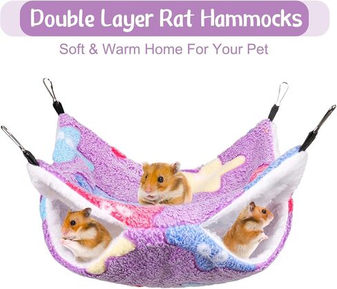 Auidy_6TXD 2 جهاز كمبيوتر شخصى أرجوحة الفئران لقفص خنزير غينيا الهامستر معلقة أرجوحة قفص الحيوانات الأليفة الصغيرة أرجوحة الحيوانات الأليفة يتأرجح السرير لطائرة شراعية السكر النمس شينشيلا الببغاء السنجاب الهامستر in Kuwait