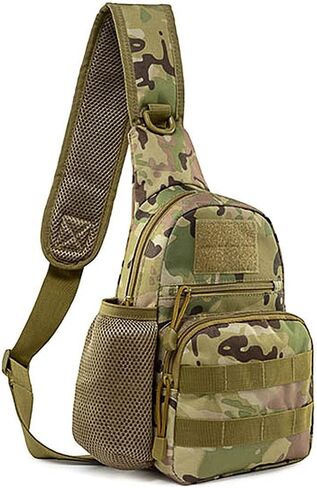 حزمة حقيبة NuCamper التكتيكية ذات حبال، حقيبة ظهر رياضية من نوع Molle EDC Rover للكتف للرجال، والصيد، والسفر، والمشي لمسافات طويلة (Cp Camouflage) in Kuwait