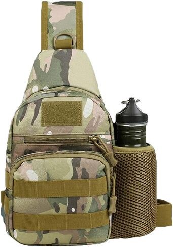 حزمة حقيبة NuCamper التكتيكية ذات حبال، حقيبة ظهر رياضية من نوع Molle EDC Rover للكتف للرجال، والصيد، والسفر، والمشي لمسافات طويلة (Cp Camouflage) in Kuwait