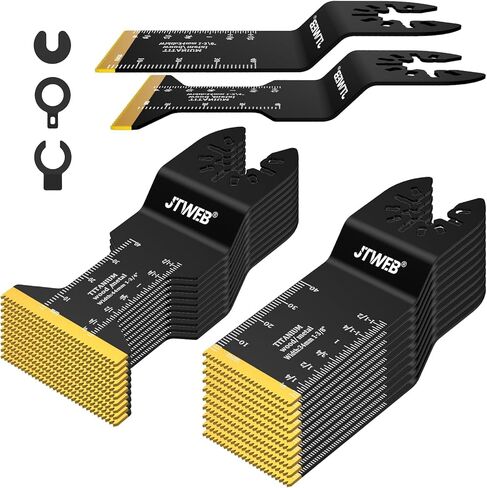 JTWEB 22 قطعة شفرة أداة متأرجحة مصبوبة من قطعة واحدة، شفرات منشار متأرجحة من التيتانيوم لتنظيف القطع المعدنية والأظافر والخشب. مجموعات شفرات الأدوات المتعددة تناسب أدوات ديوالت وريوبي وغيرها من الأدوات المتأرجحة in Kuwait