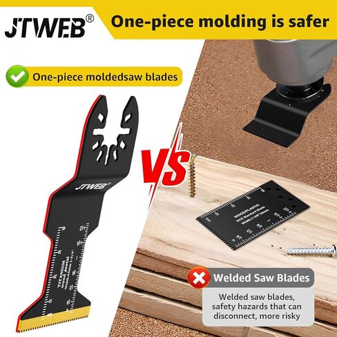 JTWEB 22 قطعة شفرة أداة متأرجحة مصبوبة من قطعة واحدة، شفرات منشار متأرجحة من التيتانيوم لتنظيف القطع المعدنية والأظافر والخشب. مجموعات شفرات الأدوات المتعددة تناسب أدوات ديوالت وريوبي وغيرها من الأدوات المتأرجحة in Kuwait