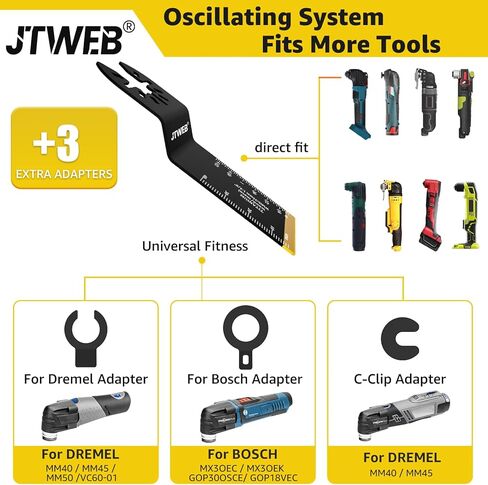 JTWEB 22 قطعة شفرة أداة متأرجحة مصبوبة من قطعة واحدة، شفرات منشار متأرجحة من التيتانيوم لتنظيف القطع المعدنية والأظافر والخشب. مجموعات شفرات الأدوات المتعددة تناسب أدوات ديوالت وريوبي وغيرها من الأدوات المتأرجحة in Kuwait